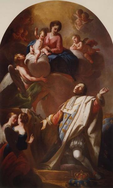 Tableau : saint Louis devant la Vierge