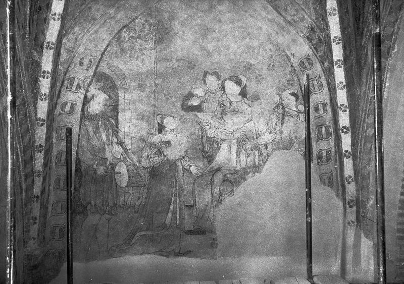 Peinture murale, deuxième chapelle sud de la nef, mur ouest : la danse de Salomé