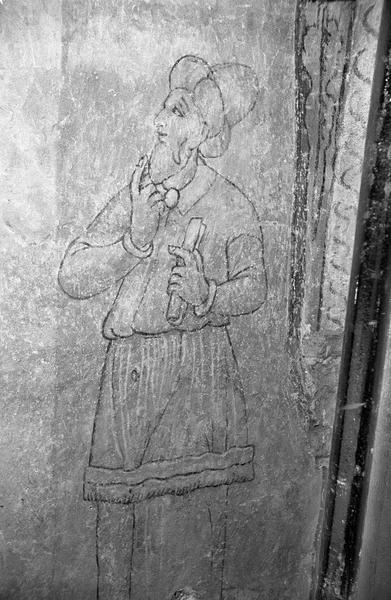 Peinture monumentale, première chapelle sud de la nef, mur est : homme