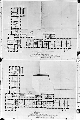 Deux plans du 1er étage et de l'entresol des appartements du Dauphin