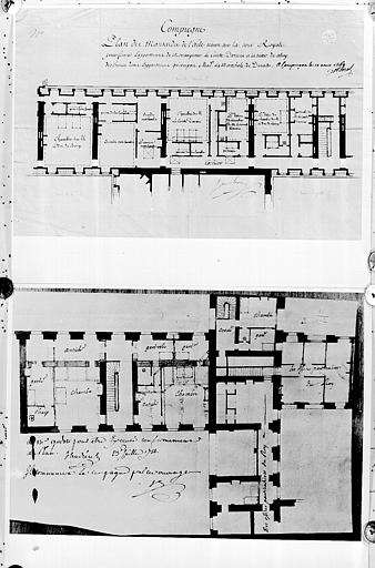 Deux plans des mansardes de l'aile sur la cour Royale