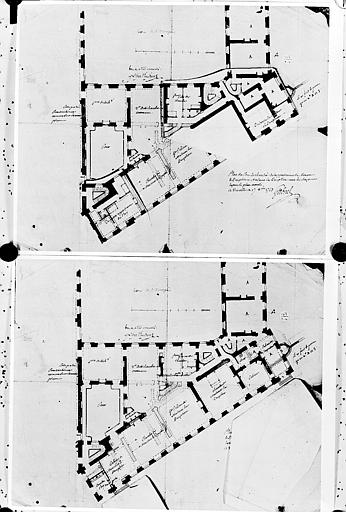 Deux plans de l'aile sur la cour de l'orangerie