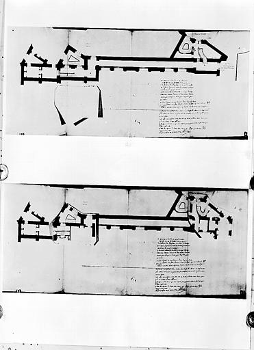 Deux plans de la partie de l'aile des grands appartements