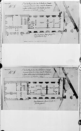 Deux plans du rez-de-chaussée et du 1er étage de l'aile en terrasse