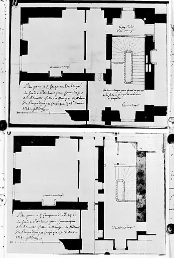 Deux plans du grand degré du Jeu de Paume