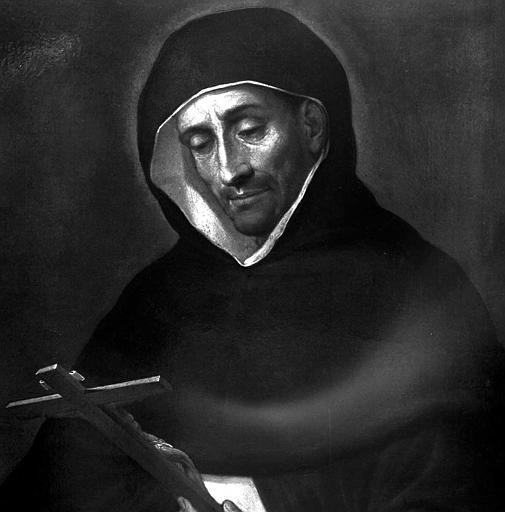 Tableau : 'Portrait d'un moine dominicain tenant un crucifix et un calice', détail du visage, huile sur toile - © Ministère de la Culture (France), Médiathèque du patrimoine et de la photographie, diffusion RMN-GP
