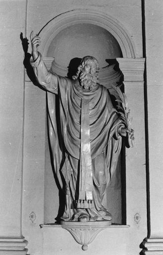 Statue : Saint Polycarpe, bois sculpté, peint en blanc