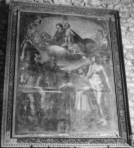 Tableau : La Vierge à l'Enfant avec saint Roch, saint Antoine, saint Charles Borromée, saint Sébastien et un saint non identifié sur le côté droit (saint François d'Assise?), huile sur toile - © Ministère de la Culture (France), Médiathèque du patrimoine et de la photographie (objets mobiliers), tous droits réservés