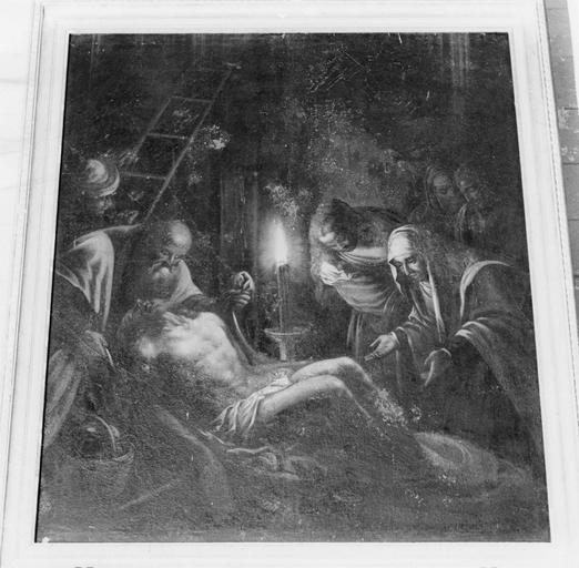 Tableau : La Déploration du Christ, huile sur toile ; avant restauration