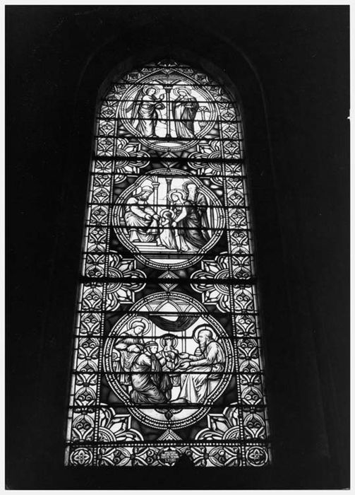 Quatre verrières : Scènes de la vie du Christ, de la Vierge et de saint Joseph