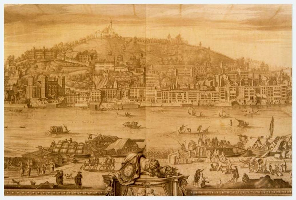 détail, estampe : Vue d'une partie de Lyon
