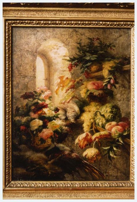 détail, tableau : Nature morte au gibier et aux fleurs