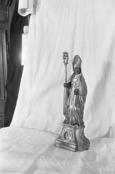 Statue-reliquaire : saint Blaise, de trois quarts gauche