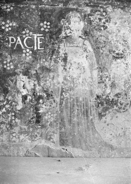 Peinture monumentale, mur sud, registre inférieur : sainte avec inscription 'Pacte'