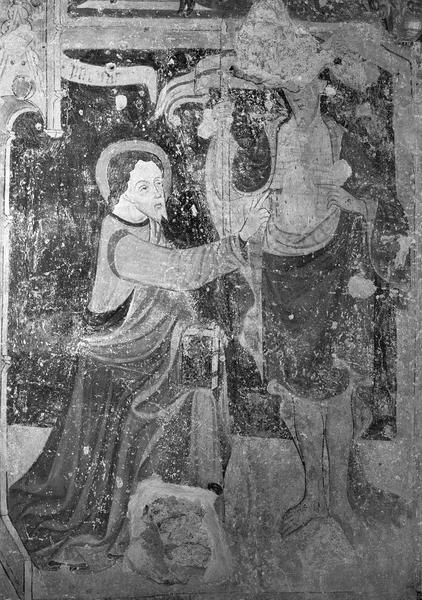 Peinture monumentale, troisième chapelle nord de la nef, mur est : l'incrédulité de l'apôtre saint Thomas