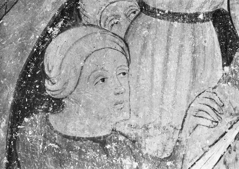 Peinture monumentale, troisième chapelle nord de la nef, mur est : le meurtre de saint Thomas Becket, deux des assassins