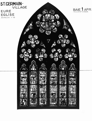 Saint Eloi et Thomas Becket, panneau de vitrail, baie 21