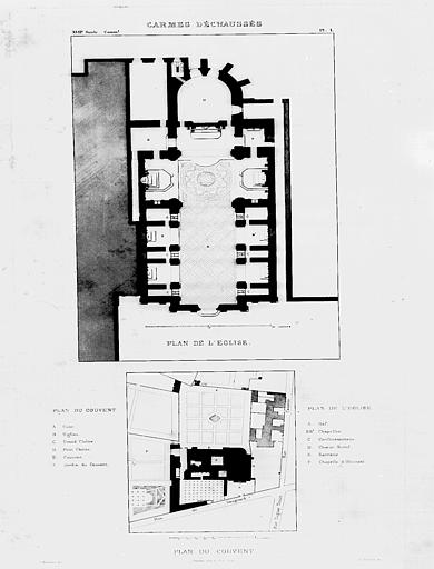 Plan de l'église et du couvent