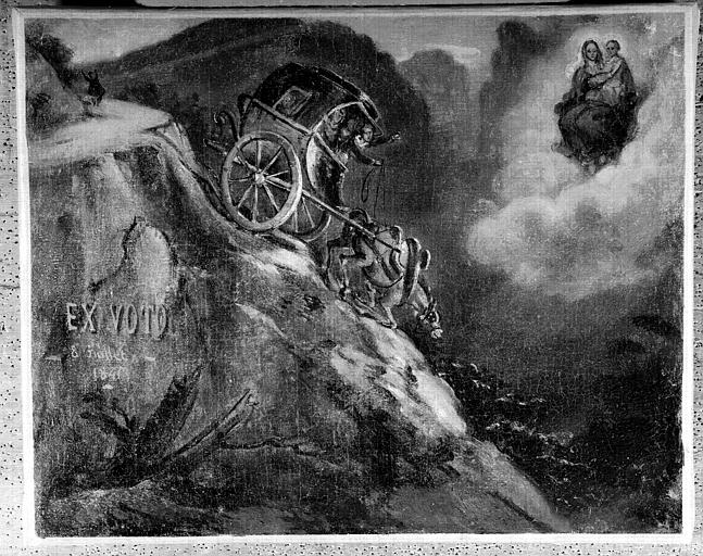 Tableau, ex-voto à la suite d'un accident de calèche