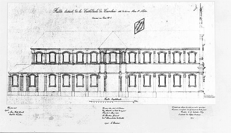 Plan de la façade latérale côté rue neuve Saint Nicolas