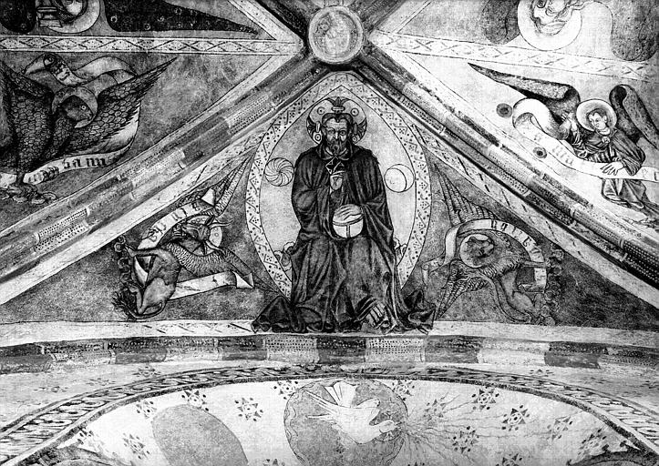 Voûtain est de la voûte orientale, peinture murale : Le Christ dans le tétramorphe