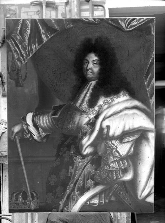 Huile sur toile : Louis XIV en tenue de sacre, Chambord