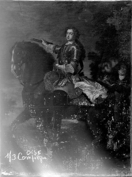 Huile sur toile : Louis XV équestre, Compiègne