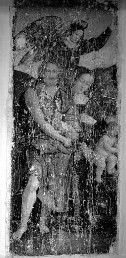 La Vierge à l'Enfant entre saint Michel, un saint Ermite, saint Jean-Baptiste, sainte Catherine d'Alexendrie, panneau peint