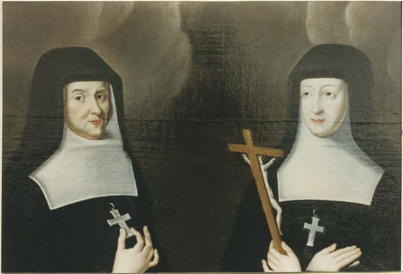 tableau : Saint François de Sales bénissant mère Sachot et mère Champrougier, Visitandines, détail