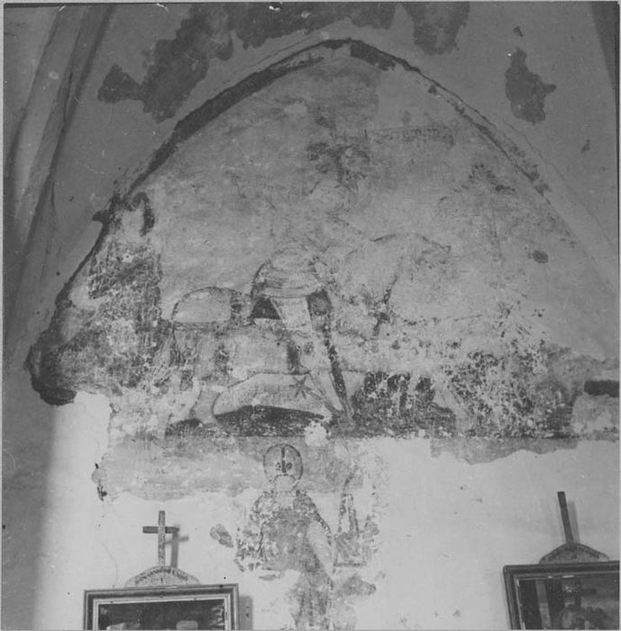 peintures monumentales : Saint Georges terrassant le dragon, le Lion de saint Marc, un Abbé de Theuley