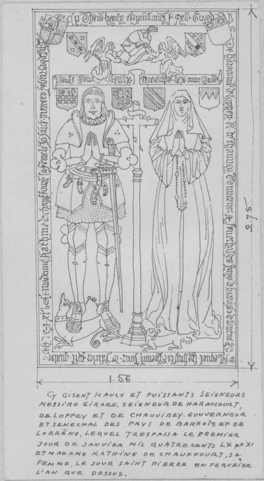 dalle funéraire de Girard, seigneur de Haraucourt et de Chauvirey, et de Catherine de Chauffour, sa femme