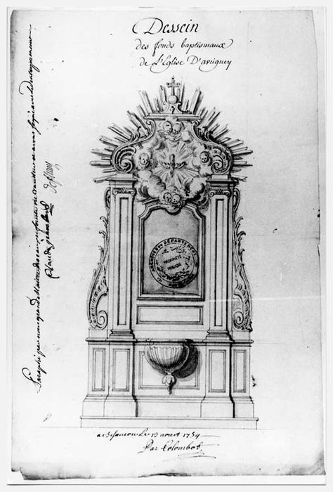 dessin des fonts baptismaux