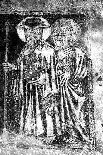 Peinture murale de la 1ère travée par l'est : Saint Jacques et autre apotre