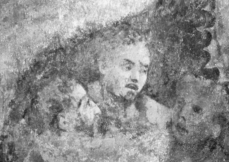 Peinture murale, mur sud de la chapelle : l'Enfer, trois têtes