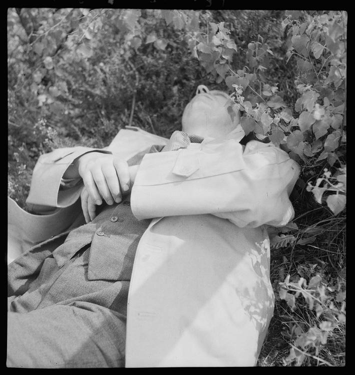 Homme allongé dans l'herbe