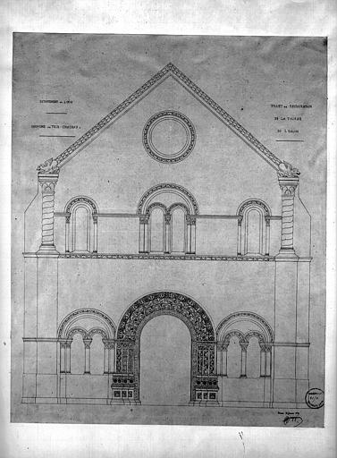 Dessin à la plume d'un projet de restauration de la façade