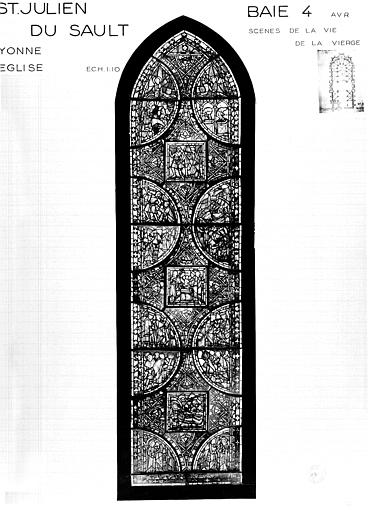 Vie de la Vierge, panneau de vitrail, baie 4