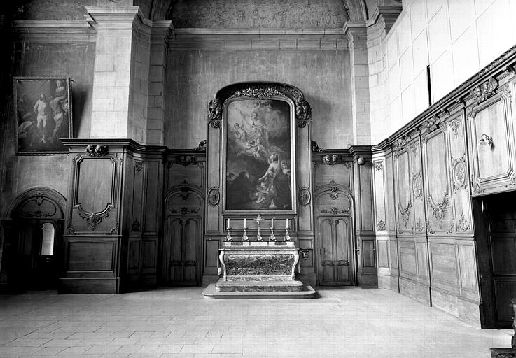 Chapelle terminale est du collatéral nord, ensemble de l'autel, du retable et des boiseries