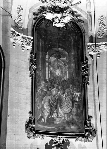 Intérieur, peinture murale dans l'axe du choeur : Baptême de Clovis