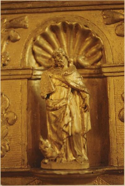 retable (maître-autel), détail d'une statuette du tabernacle : saint Luc