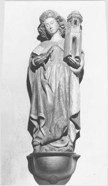 statue : sainte Barbe, vue générale - © Ministère de la Culture (France), Médiathèque du patrimoine et de la photographie (objets mobiliers), tous droits réservés