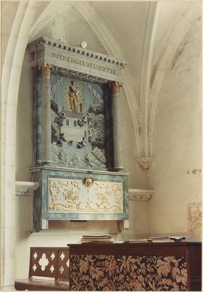 retable, devant d'autel : la Maison de Lorette enlevée par les anges, vue générale