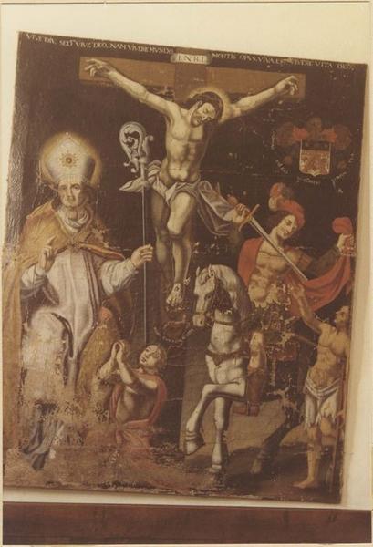 tableau : le Christ en croix avec la Charité de saint Martin et saint Claude, vue générale