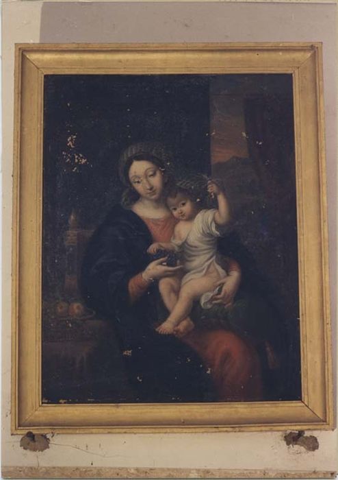 tableau : Vierge à l'Enfant tenant une grappe de raisin