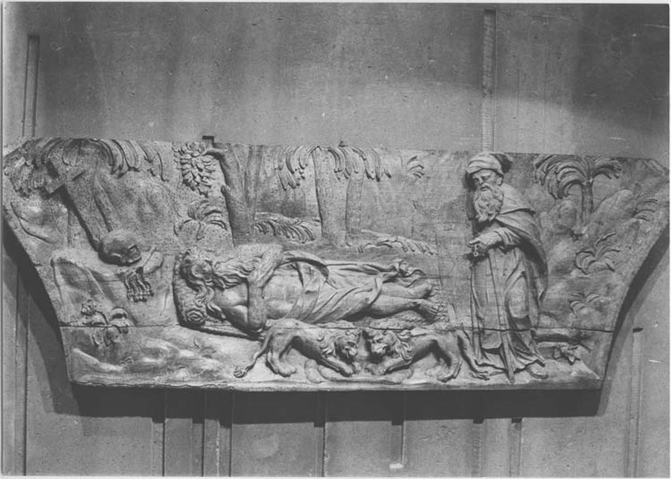 bas-relief : Enterrement de saint Paul ermite