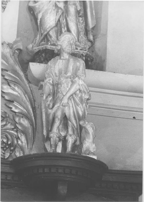 autel, retable, tabernacle, exposition, lambris de revêtement (boiserie), quatre statues : Saint Roch, Saint Germain, Evêque, Saint et deux statuettes : Saint Germain et Moine