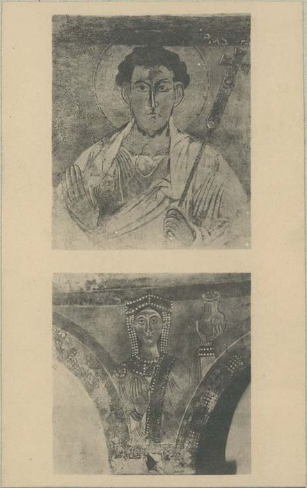 peintures monumentales : le Christ entouré d'apôtres et de saints, la Décollation de saint Jean-Baptiste, le Martyre de saint Laurent