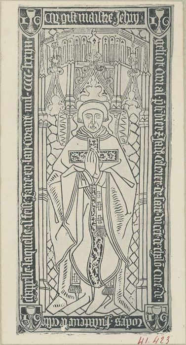 dalle funéraire de Jehan Géliot, céllérier de l'église Saint-Vincent de Chalon, fondateur de l'église de Laives - © Ministère de la Culture (France), Médiathèque du patrimoine et de la photographie, diffusion GrandPalaisRmn Photo