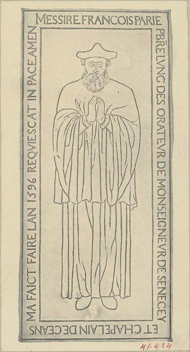 dalle funéraire de Jehan Géliot, céllérier de l'église Saint-Vincent de Chalon, fondateur de l'église de Laives - © Ministère de la Culture (France), Médiathèque du patrimoine et de la photographie, diffusion GrandPalaisRmn Photo