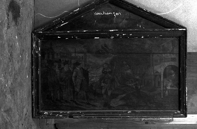 Vie de saint Roch, triptyque en bois peint, fond du retable